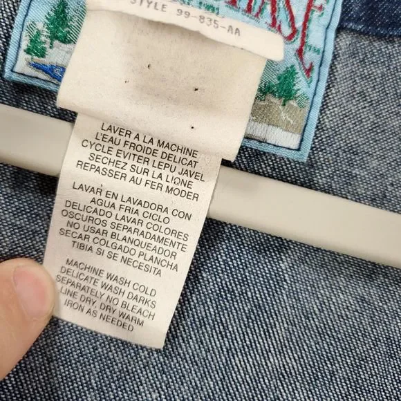 Vintage Riverchase Denim Vest Womens 20 Collared Plaid Collar Heart Zipper - Picture 8 of 11